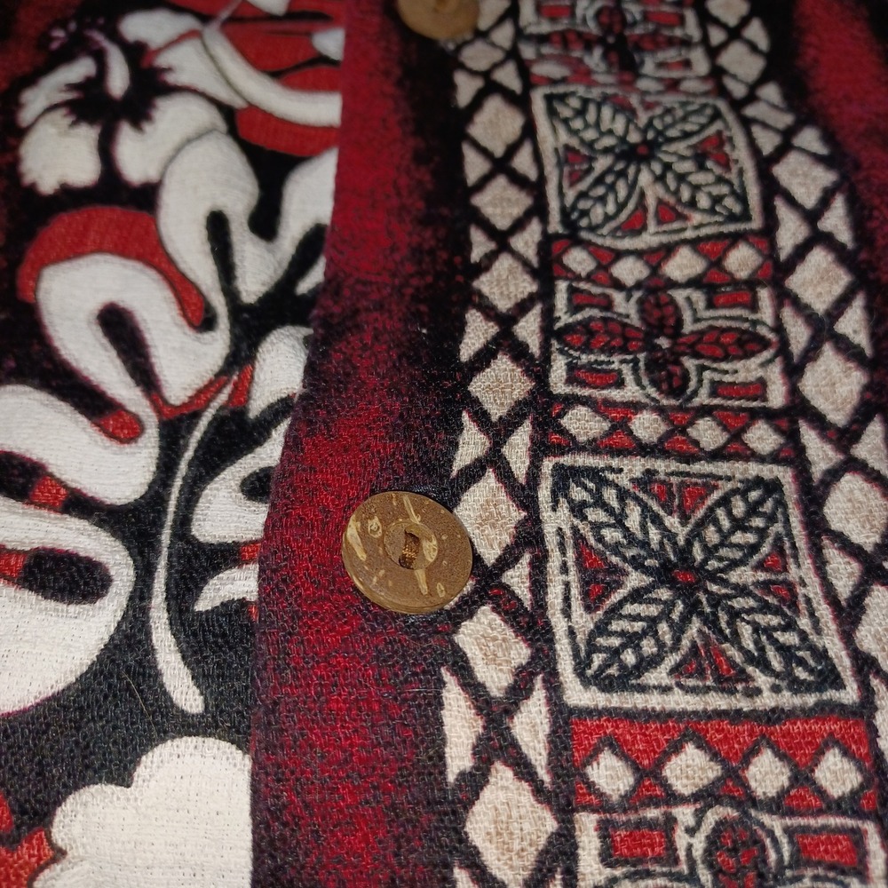 VTG Howie Hawaiian Shirt Mens M Hibiscus Tribal Cotton Aloha Tropical Surf - Picture 4 of 7
